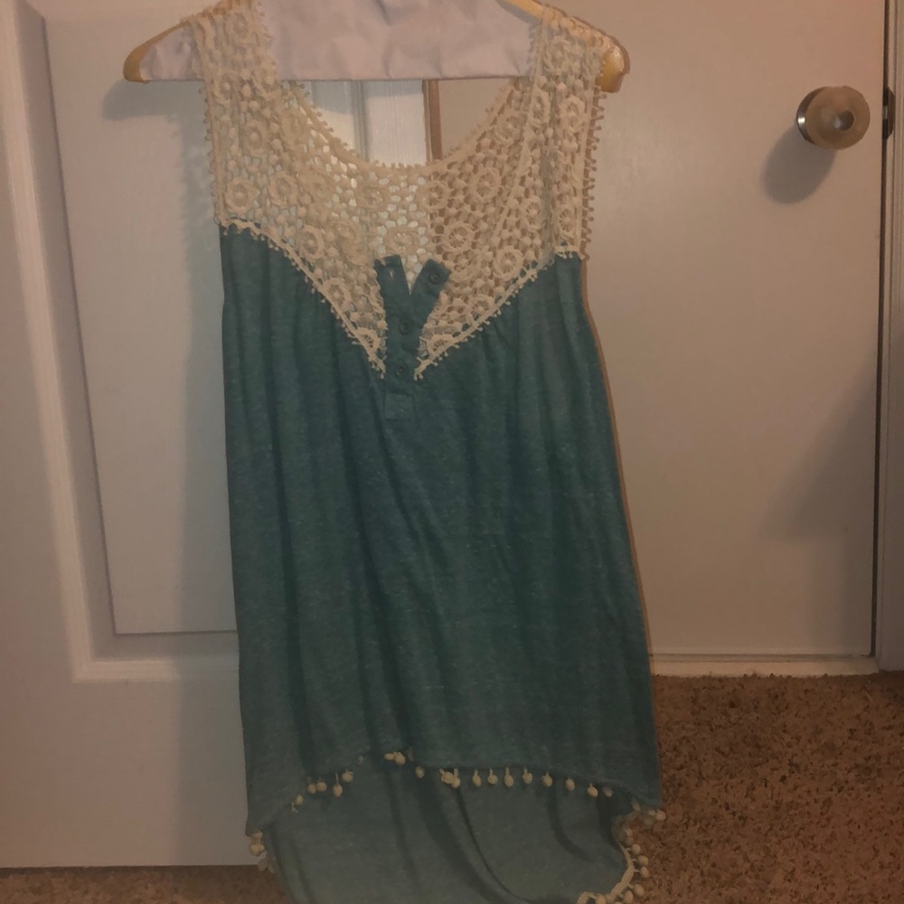 Umgee button up pom pom tank top